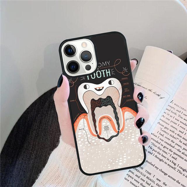 Anatomy Dental Crowned Tooth Crown Phone Case Cover For iPhone 17 Air 15 16 Pro Max 14 13 12 11 Pro Max Plus