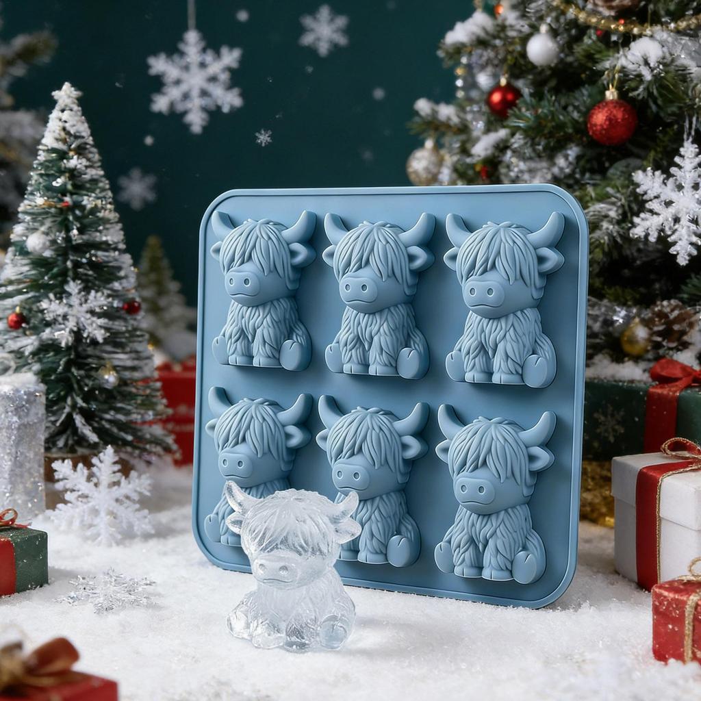 new Silicone Ice Tray 6 Cavity Cow Shaped Making Tool Ice Molds For Whiskey For Cocktails Bourbon Tequila Vodka Drinks