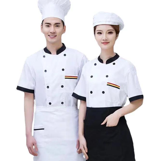Chef Clothes Short-sleeved Hotel Restaurant Kitchen Restaurant Back Kitchen Clothing Catering Waiter Chef Overalls Short Sleeve Summer