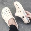 Large Size Slippers 45 Size Beach Shoes Men's Hole Shoes One-word Sandals Household Thick Soles Increase the Height of Anti-skid Stepping On Shit