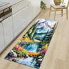 1Pcs Beautiful Scenery Pattern Floor Mat Modern Kitchen Polyester Rug Non-Slip Colorful Indoor Carpet, For Home Bathroom Bedroom Living Room Decor