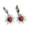 Gothic Temperament Sacred Heart Red Black Drip Glaze Heart Shape Hoop Earrings for Women Halloween Party Stainless Steel Jewelry