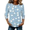 Women's Fashion Three-Quarter Sleeve Crewneck T-Shirt Casual Top for Everyday Wear