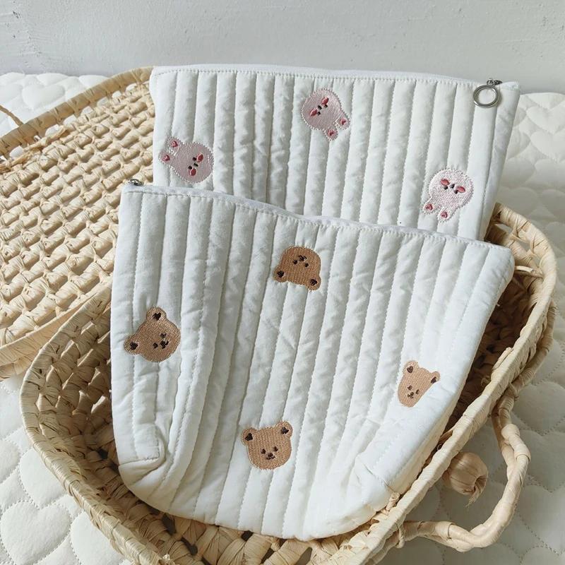 1pc Mommy Bag Cute Print Embroidery Mommy Bag Zipper Newborn Baby Diaper Bag Nappy Pouch Travel Stroller Storage Bags