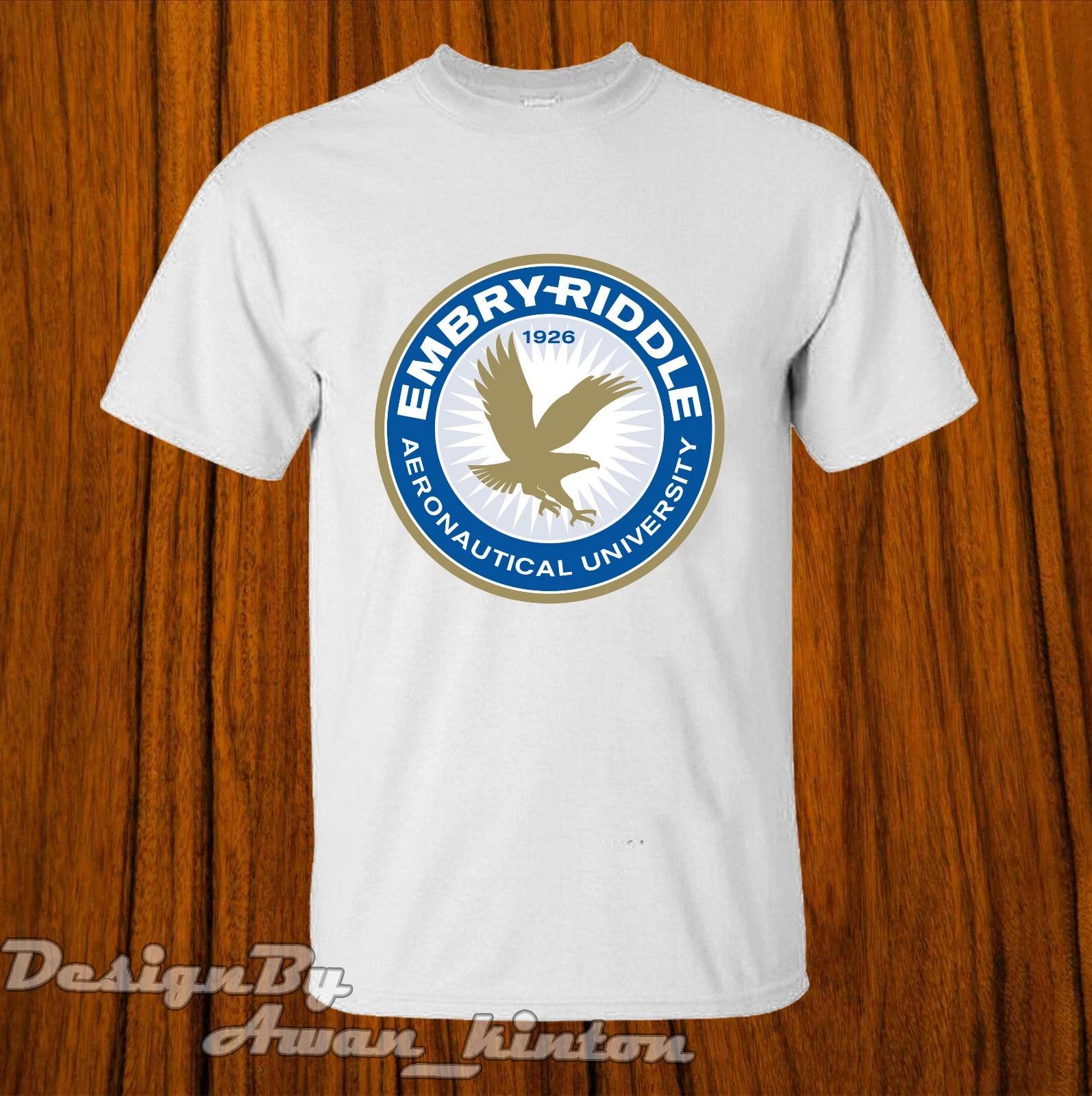 Men s and Women s T-shirts Embry-Riddle Funny Aeronautical University Logo Tshirt Made In Usa XXXL