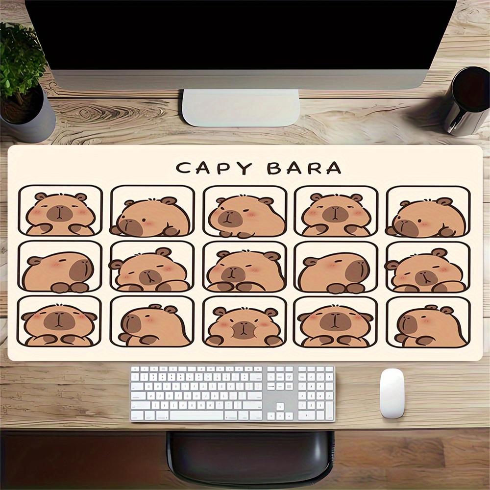 Large Multi-Size Non-Slip Rubber Base Capybara, Cute, Expressions Mouse Pad, Stitched Edges Keyboard Desk Mat for School, Office, Home, Gift
