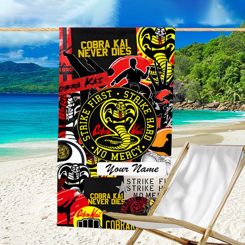 1pc Football18 Beach Towel with Custom Name, Beach/Swimming/Bath/Picnic/Camping Towel, Suitable for Seaside Beaches