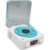 Generic Record Player Speaker with Weather and Battery Display, Portable for Living Room (White)