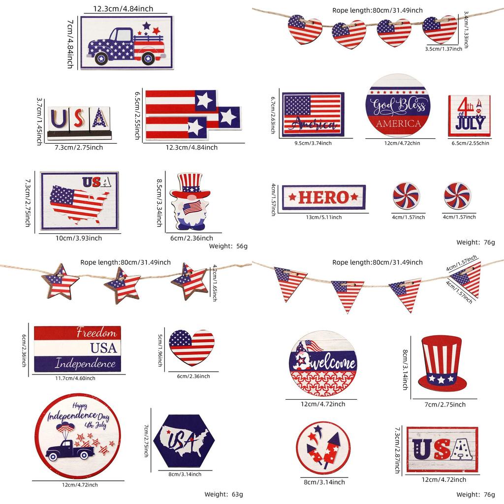 Stylish Independence Day Wooden Tray Sign Table Decoration For Party Atmosphere