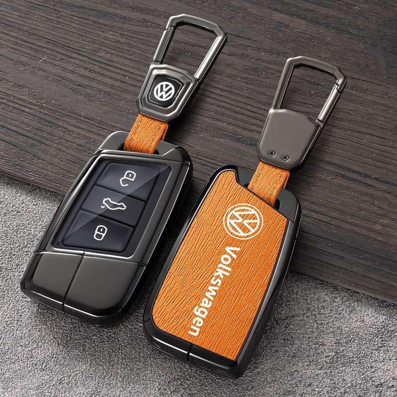 For VW Volkswagen Jetta MK5 Golf Alloy Leather Car Smart Remote Key Case Fob Cover Protector Shell For Volkswagen VW Magotan Pas