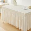 French Style Seersucker Table Cloth with Skirt Stretch Rectangular Anti-Dust Dining Table Cover Removable Washable Home Decor