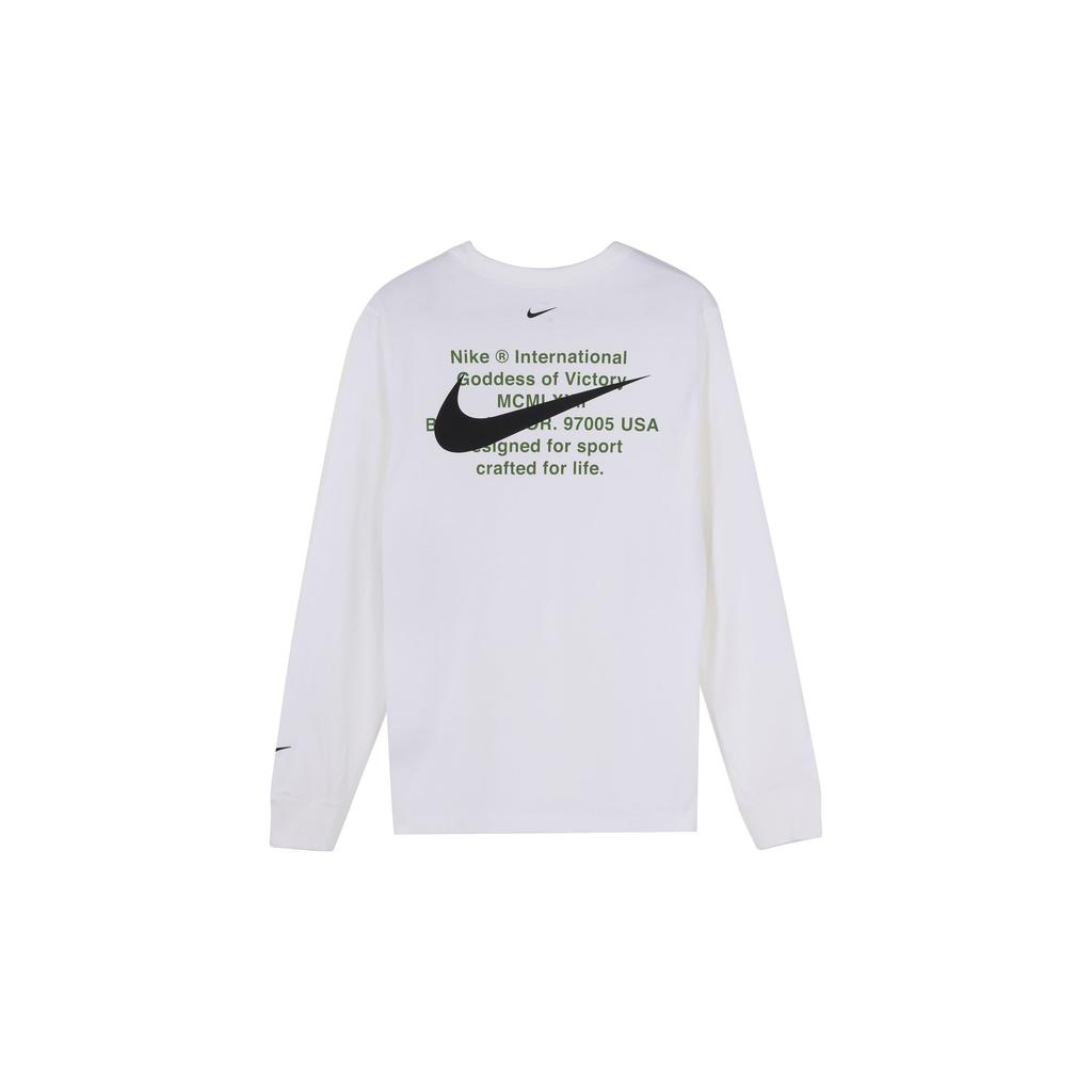 Nike Pánské tričko s dlouhým rukávem a kulatým výstřihem s logem Swoosh Bílé CK2260-100