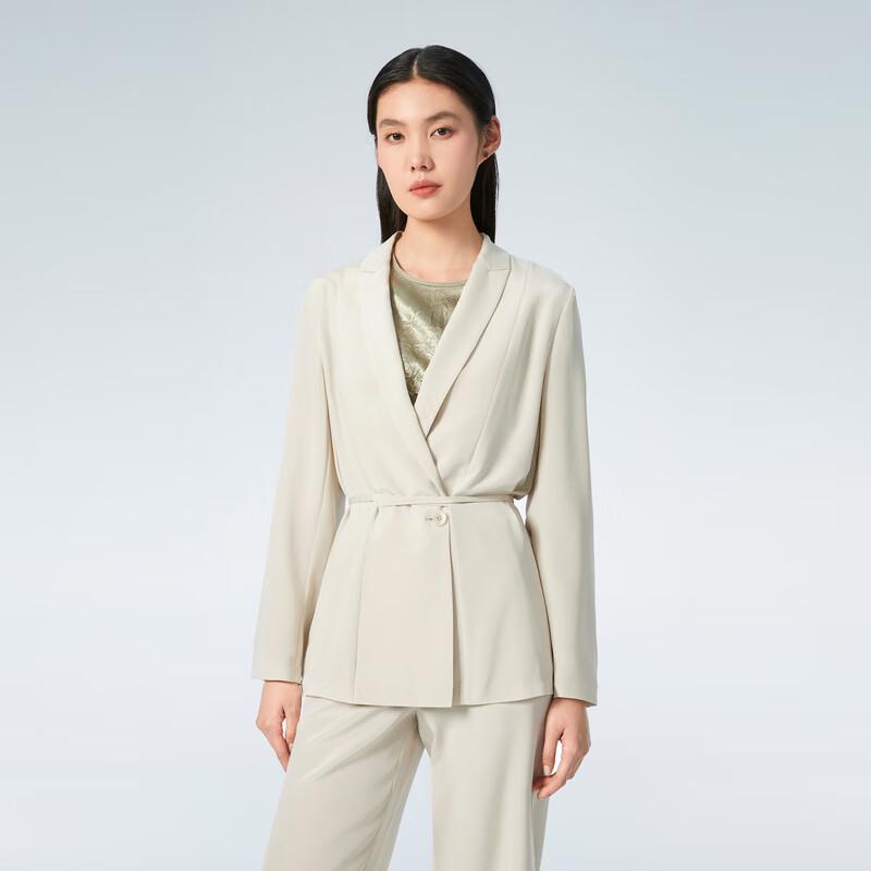 Женский двубортный блейзер OVVOVV с поясом из крепа Весна/Лето L