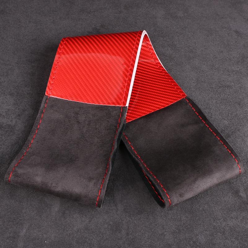 DIY Carbon Fiber Suede Universal Auto Steering Wheel Cover Anti-Slip Sweat-Absorbing Comfort Grip  37-38.5cm Car Interior Decor