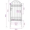 Garden Gate ASSEN with Arch Top Steel 102 X 175 Cm Black
