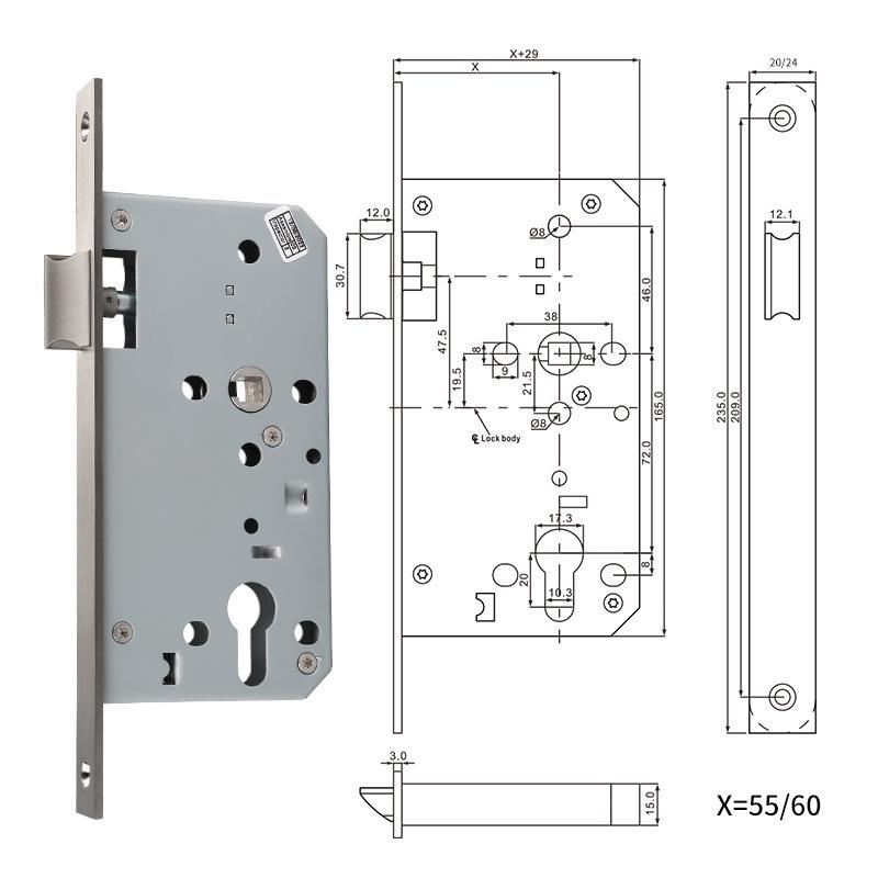 

Европейский стандарт Fire Door Канал-замок с ручкой для ванной комнаты - Невидимый дизайн 5572/6072