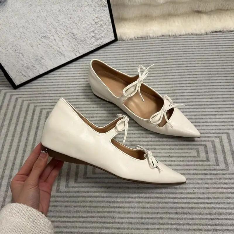 Fashion Butterfly-knot Women Mary Jane Shoes Fashion Pointed Toe Internal Elevation Shoes Spring Autumn Ladies Elegant Dress Pumps