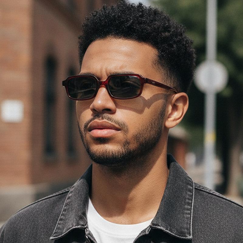 1PC Retro small-frame sunglasses with rivet details—versatile shades for street style, outdoor vacations, driving, and sun protection.
