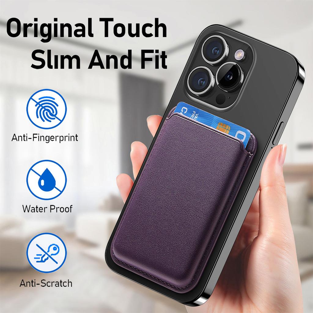 MagSafe Leder Kartenhalter für iPhone 12-17 Serie - Ausziehbarer Kartenhalter, Handy-Rückenbefestigung