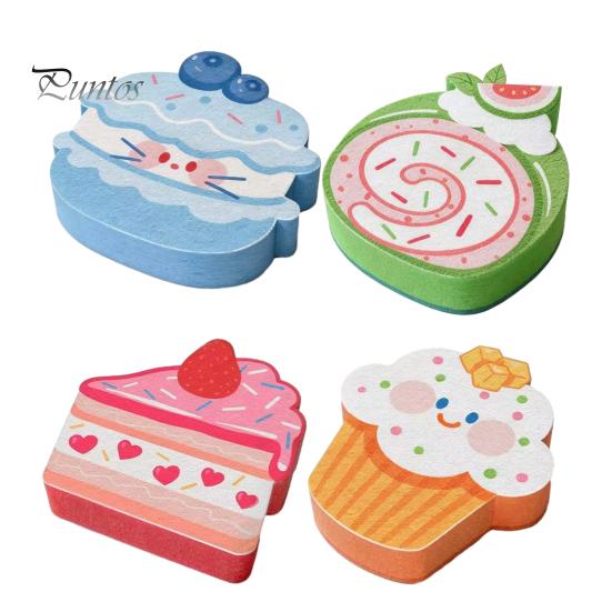 Soft Compressed Cleaning Sponge Double-Sided Cellulose Scrub Sponges, Cute Dessert Patterns Non-Scratch Wood Pulp Kitchen Utility Sponges Sponge,