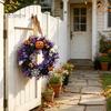 Halloween Window Decoration Wreaths for Front Door, Skull Pumpkin Wreath with Berries, Black Spooky Bat Cabin Party Props Roses, Purple Leaves Doors,