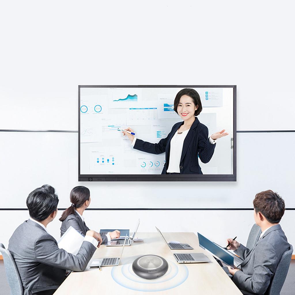 Conference Microphone Plug and Play 360 Degree Omnidirectional Noise Reduction USB Full Duplex Desktop Microphone