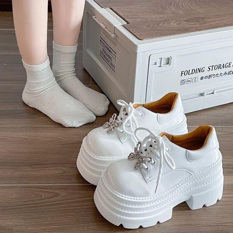 Fashion Small Leather Shoes Women's Spring New Butterfly Bow Super High Heels Simple Comfortable Versatile  Thick Soled Shoes