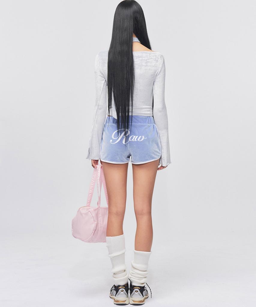 RAWMANTICS Raw Logo Velvet Hot Dolphin Pants Soft Blue