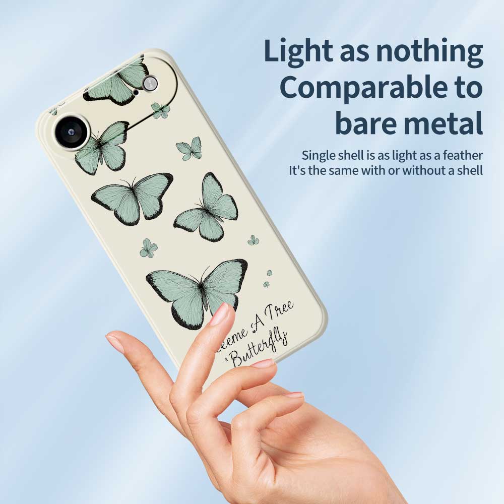For iPhone 17 Air Case Green Butterfly Pattern Printing Straight Edge TPU Phone Back Cover