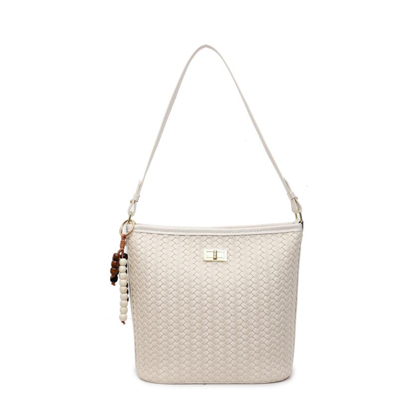 Woven Bucket Bag Bag Women's Fashion Simple Shoulder Messenger Bag Casual Commuter Bag