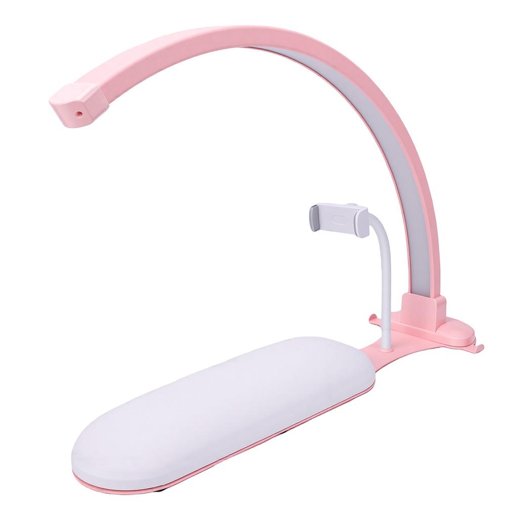 Half Moon Nail Light Multifunctional 3 Color Temperatures Half Moon Nail Lamp with Armrest Phone Holder for Home