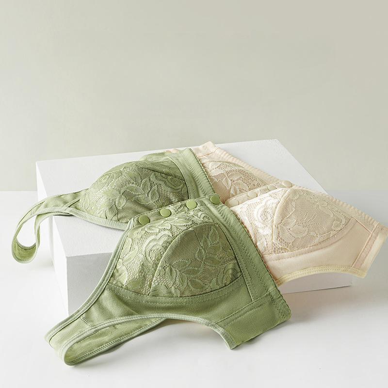 Fashion Middle-aged and Elderly Front Buckle Vest Type Mother Underwear Women's Comfortable Bra Large Size No Steel Ring Bra