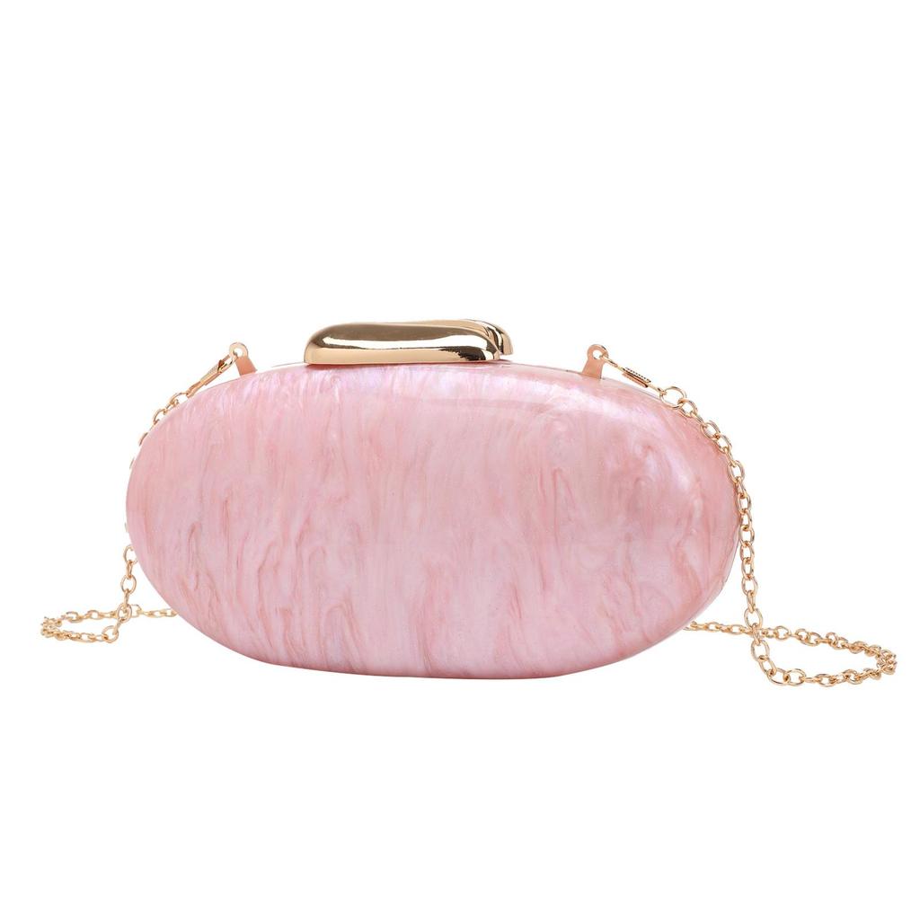 2024 Women's Oval Shell Acrylic Evening Bag with Chain Strap
