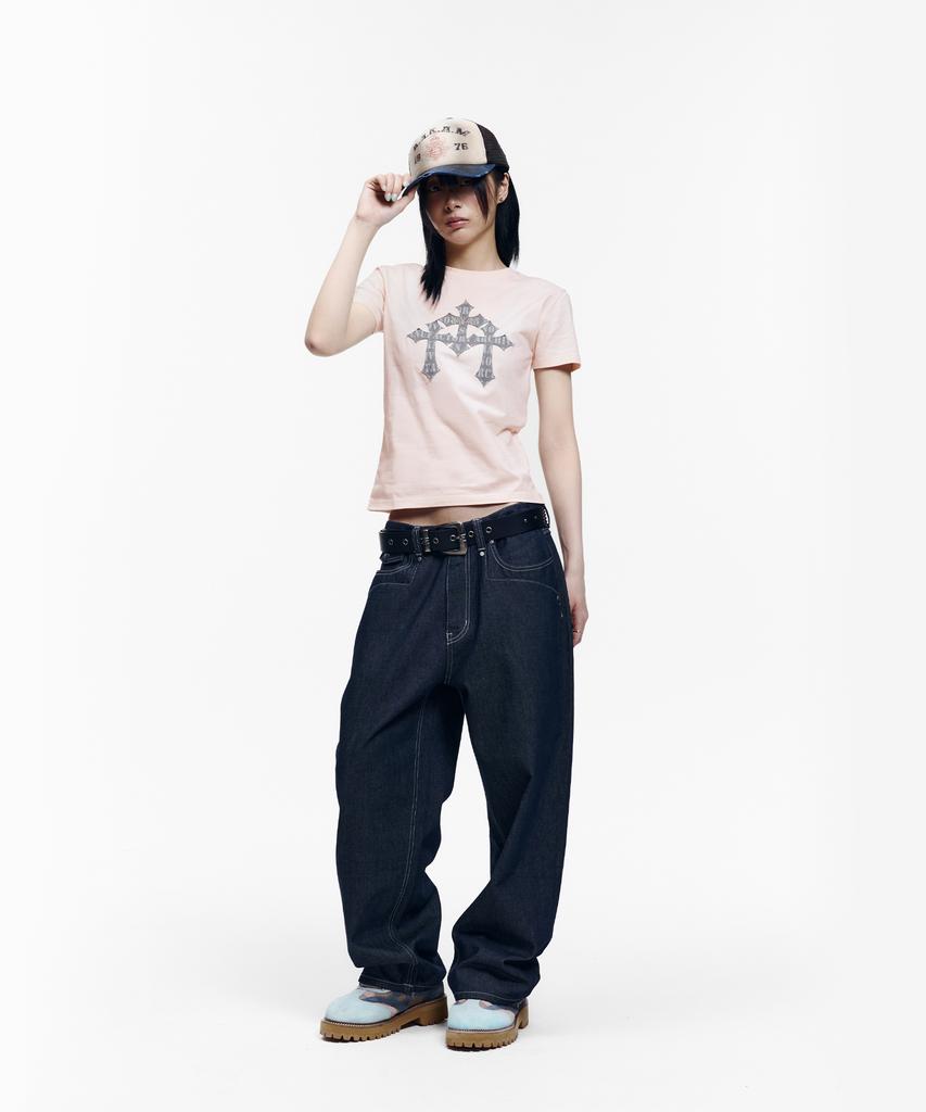 AAKAM Trinity Cross Half Top (Pink)