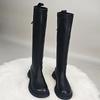 Höga stövlar Dam Platta skor Platå Knähöga skor Vinter Designer Motorcykelstövlar Ny Trend Mode Gotisk Damstövlar
