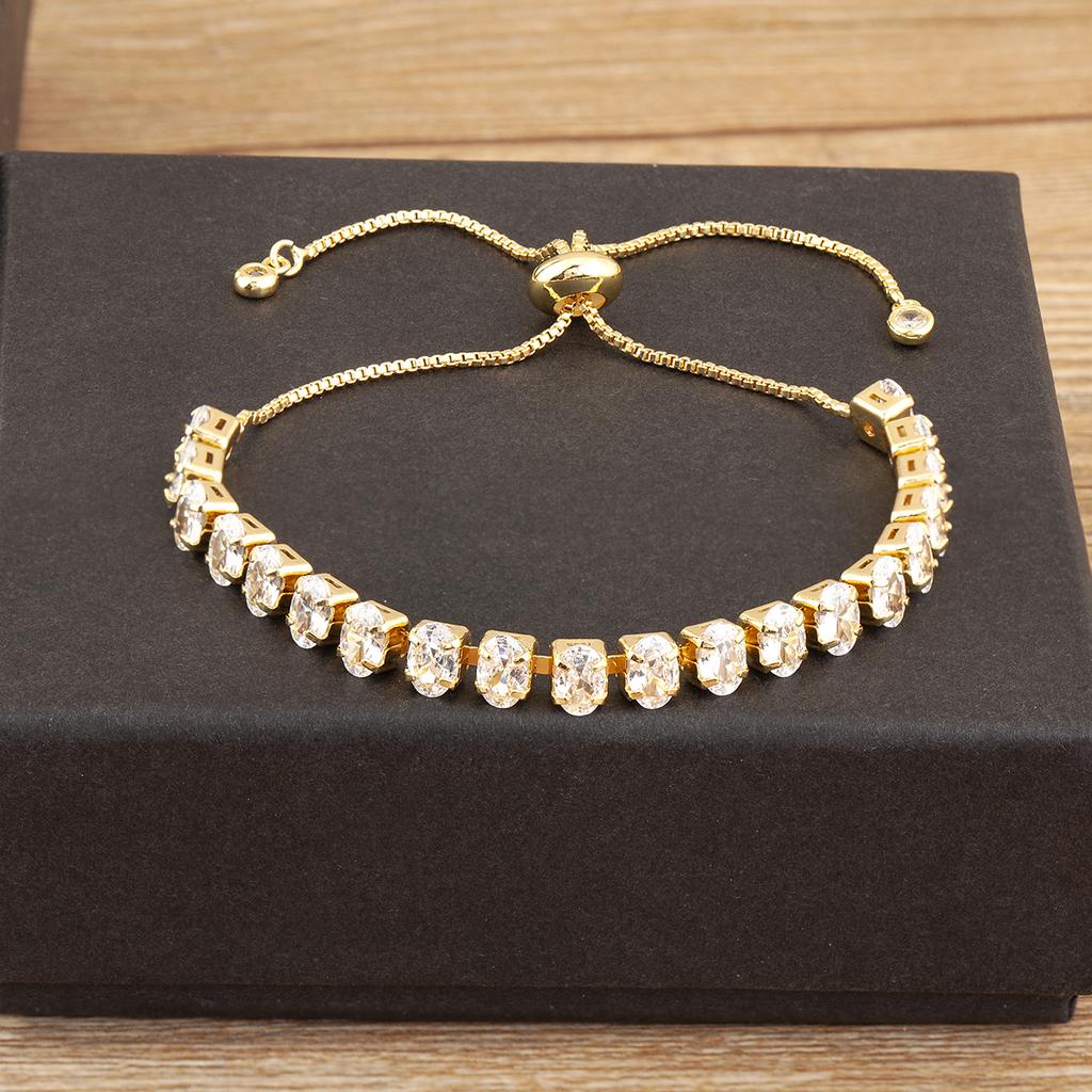Nidin New Trendy Shiny Crystal Zircon Adjustable Charm Bracelet For Women Female 5 Colors Choice Jewelry Birthday Party Gifts