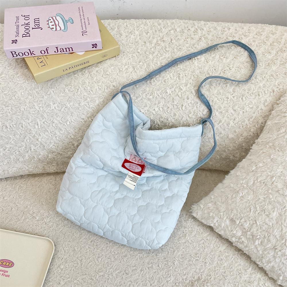 New quilted padded one-shoulder crossbody schoolbag for student women, practical large-capacity one-shoulder bag for women