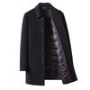 Men's Mid-Length Wool Coat with Detachable Down Liner, Business Lapel Style