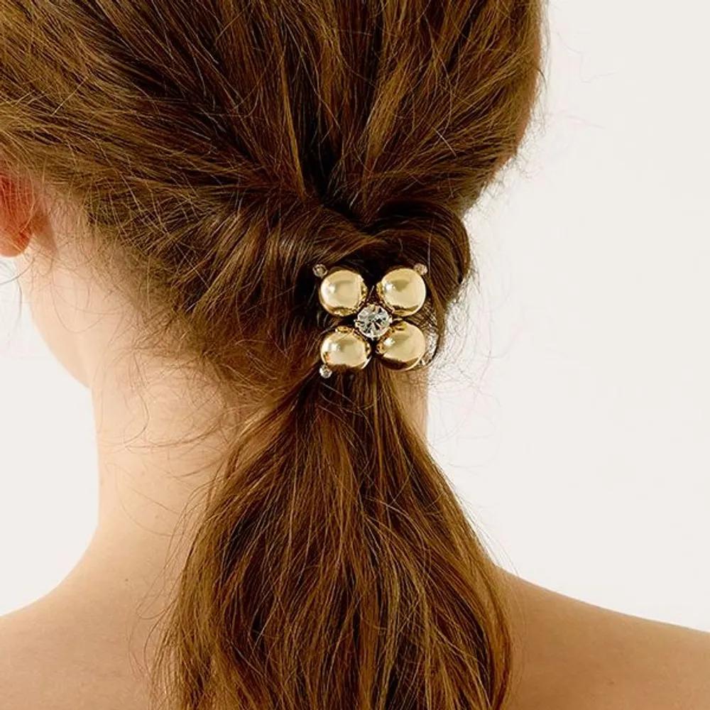 Crystal Metal Ball Flower Ponytail LFPT0758 Gold