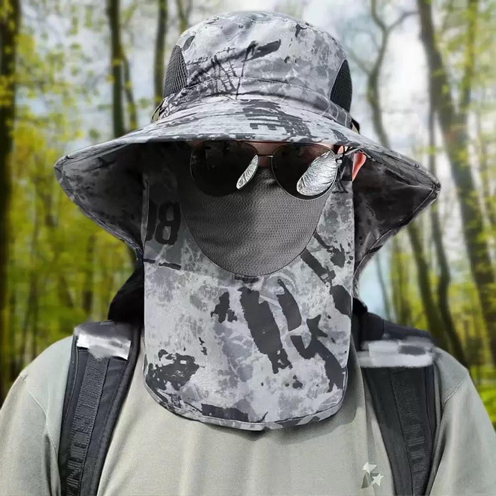 Zomerzon Hoed Visserij Pet Mannen Buiten Wandelen Visser Hoed met Nekbescherming Zonbescherming