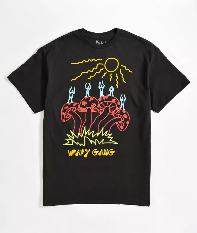 

A-Lab Mens Wavy Gang Black T-Shirt New, 4XL