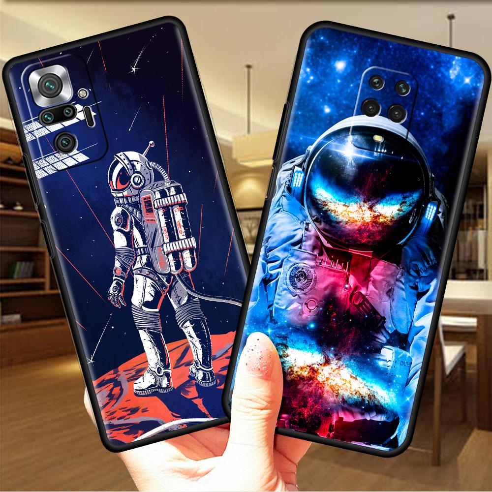 Hülle Für Xiaomi Redmi Note 10 9 11 Pro Weiche Handyhülle 10S 9S K40 8 9A 9C 9T 7 10C 8T Silikonhülle Cool Lonely Astronaut Capa