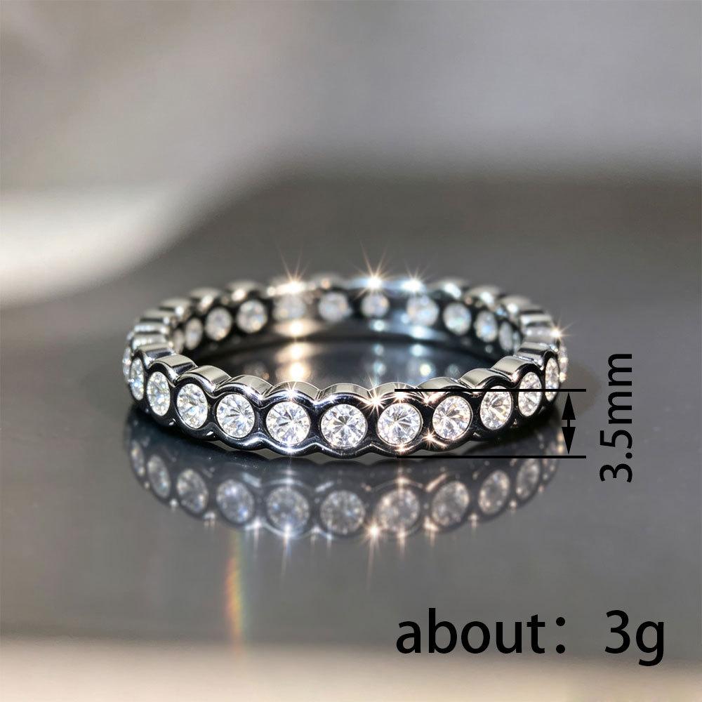 Wave Ring Edge Eternal Row Diamond Ring, the Whole Circle Is Full of Diamond Zircon Ring, Common Ring for Couples