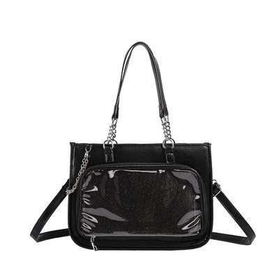 Pain Bag Crossbody Fashionable Small Food Handbag Shoulder Bag Black Junior and Senior High School Students Commuting Transparent Bar Bag