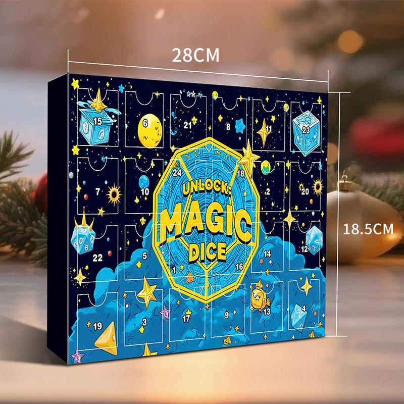 Würfel Adventskalender 2025, 24 Tage Weihnachts-Countdown Adventskalender mit 24 Stück Polyedrischen Würfeln für Rollenspiel-Tischspiel