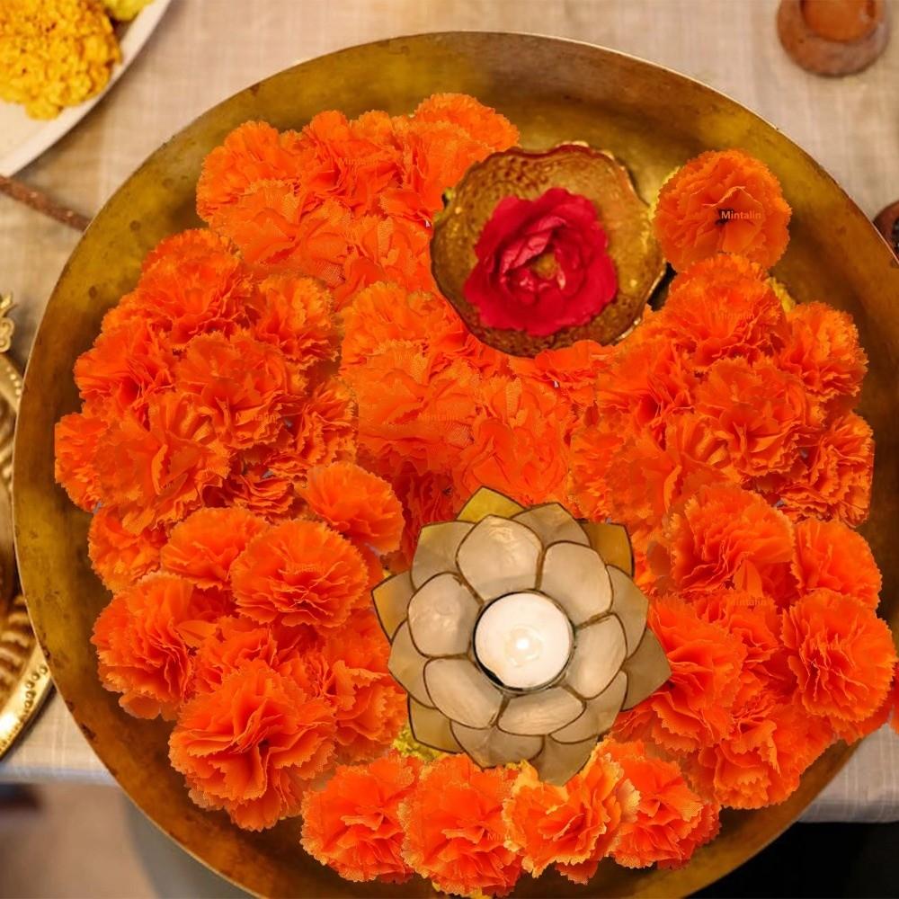Portable Marigold Artificial Flowers Home DIY Craft Party Decor Simulation Wedding Decoration Multifunctional