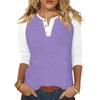 Women's T Shirt Print Button 3/4 Sleeve Daily Weekend Fashion Basic V- Neck Regular Top