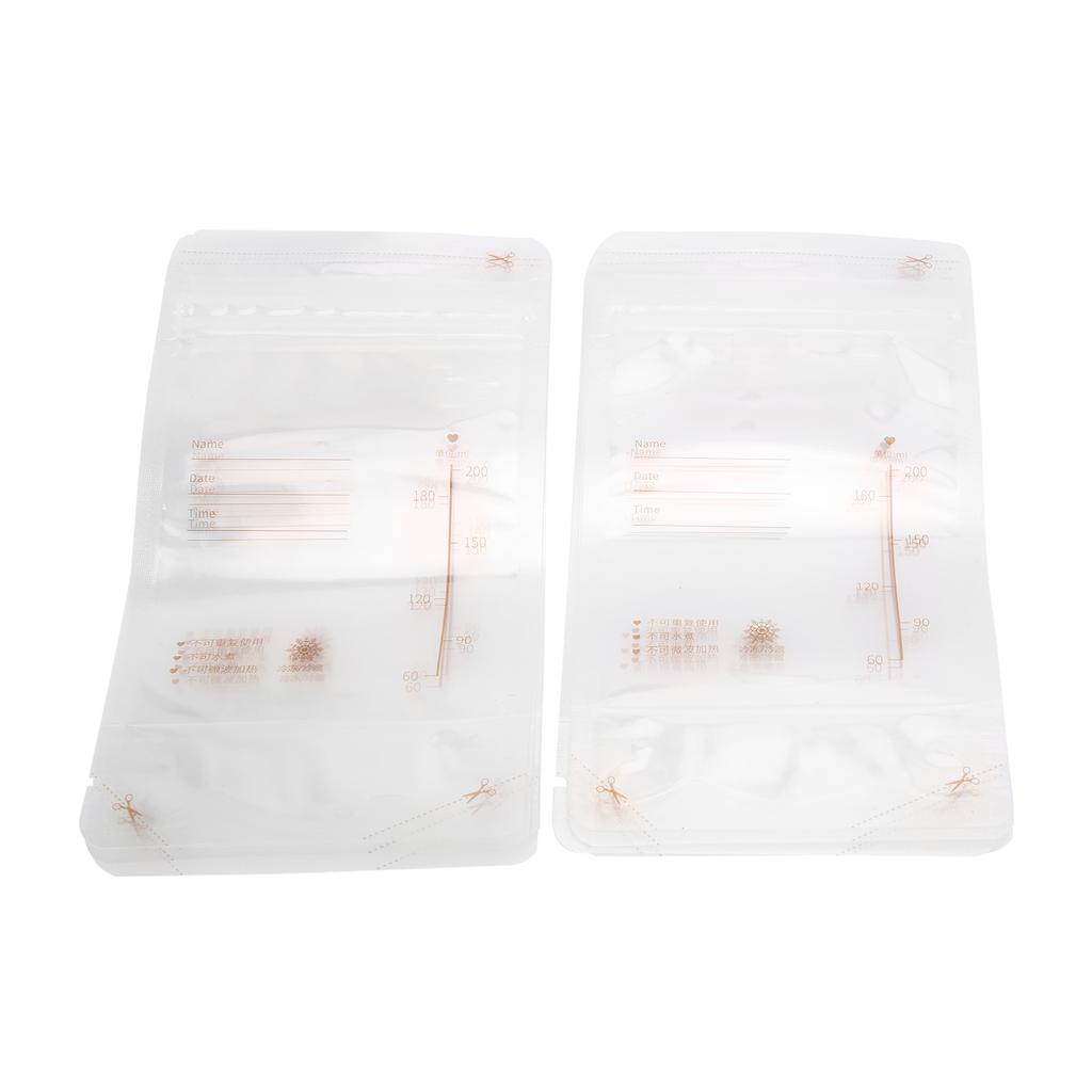 10PCS Breastmilk Storage Bags Storing PreSterilized Freezing Double Zipper Seal Bags 200ML