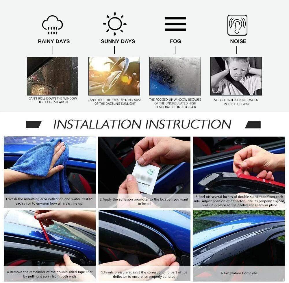 4 Pcs Window Visor Vent Rain Guards Universal Car Acrylic Fender Vents Protector Cover Strips For 2018 2025 Toyota Camry 8th