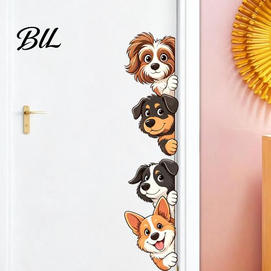 Cartoon Dog Window Stickers Puppy Wall Sticker, Easy Apply Waterproof PVC Decal, Creative Flexible Cut To Size Pattern Glass for Bathroom And Balcony